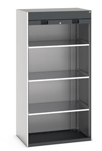 Bott cubio cupboard with lockable roller shutter door - 1050mm wide x 650mm deep x 2000mm high.   Ideal for areas with limited space for door opening, this cupboard is supplied with 3 x 100kg capacity shelves. ... Industrial Tool Storage Cupboard Roller Shutter Door Cupboards